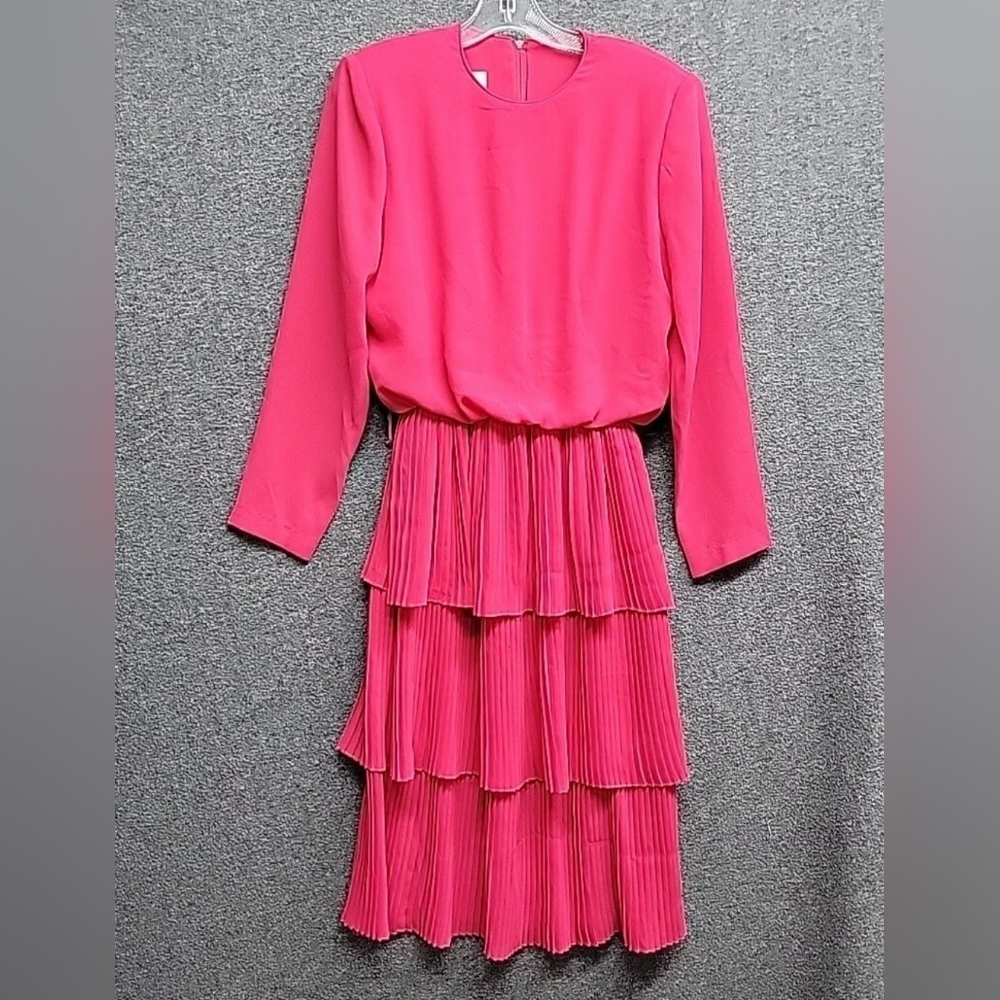 Vintage Heury Lee Women's Blouson Pleated Long Sleeve Dress Sz-See Description